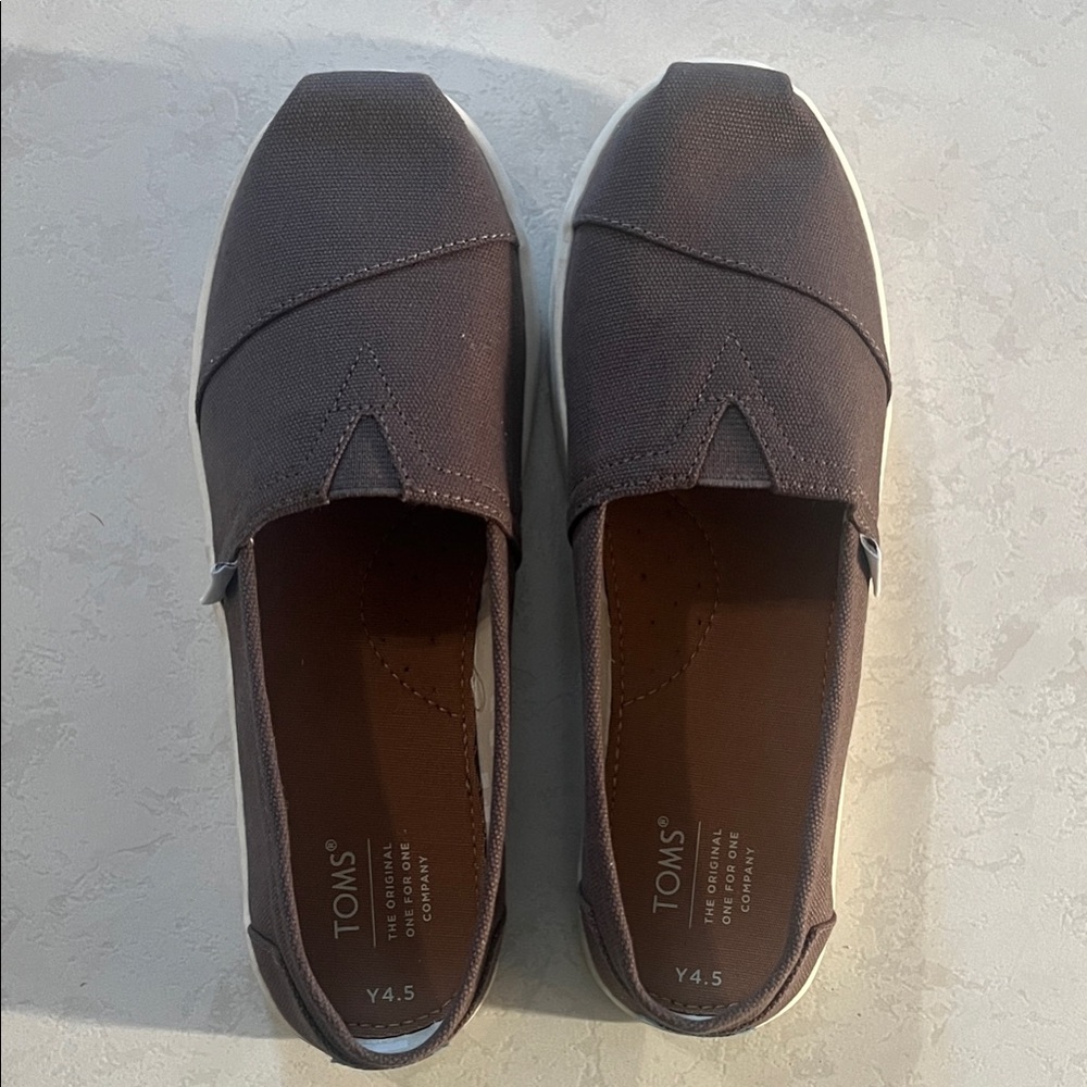 Toms Kids Classic Slip-On Canvas Loafers (Alpargata) in greyish purple